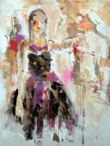 Картина под названием "La robe noire" - Pierre Quentel, Подлинное произведение искусства, Акрил
