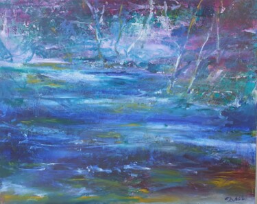 Peinture intitulée "Brume sur la rivière" par Pierre Quentel, Œuvre d'art originale, Huile