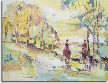 Pintura titulada "Promenade equestre" por Pierre Quentel, Obra de arte original