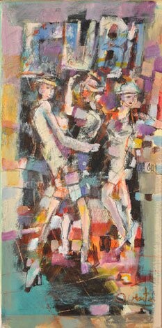 Painting titled "Salsa club" by Pierre Quentel, Original Artwork, Oil