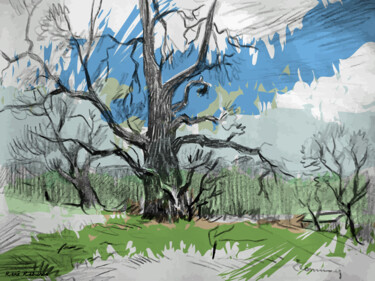 Artes digitais intitulada "ARBRE À ÉCOMMOY 2024" por Pierre Rebichon, Obras de arte originais, Trabalho Digital 2D