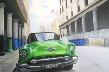 Peinture intitulée "Auto à la HAVANE" par Pierre Rodrigue, Œuvre d'art originale, Huile