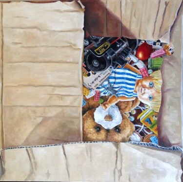 绘画 标题为“Enfance” 由Pierre Rouanne, 原创艺术品, 油 安装在木质担架架上