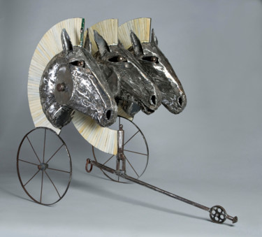 Sculpture titled "CHEVAL 2-3  (Cheval…" by Pierre Sidoine, Original Artwork, Metals