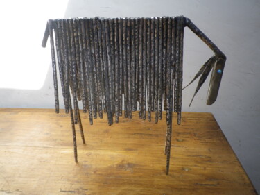 Skulptur mit dem Titel "LOUIS SHEEP 1" von Pierre Sidoine, Original-Kunstwerk, Metalle
