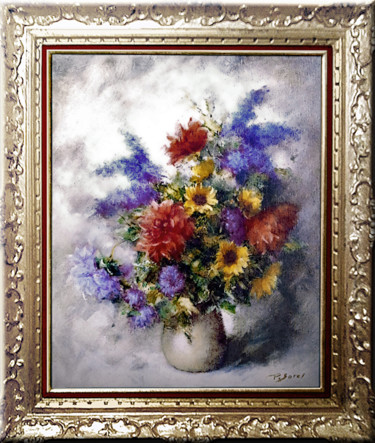Peinture intitulée "Bouquet de Fleurs" par Pierre Sorel, Œuvre d'art originale, Huile Monté sur Châssis en bois