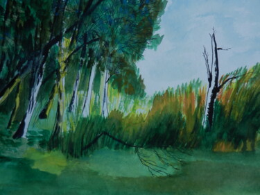 Peinture intitulée "A l'orée de la foret" par Pierre Tondu, Œuvre d'art originale, Aquarelle