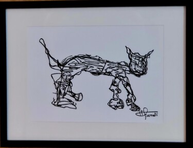 Drawing titled "SCAR" by Pierre-Toussaint Bonelli, Original Artwork, Charcoal Mounted on Glass