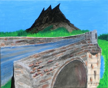 Peinture intitulée "Pont de pierres com…" par Pierre Turbillon, Œuvre d'art originale, Acrylique
