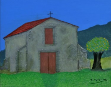 Painting titled "Chapelle ancienne S…" by Pierre Turbillon, Original Artwork, Acrylic