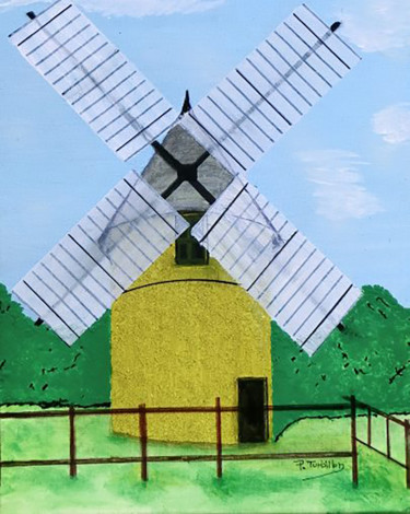 Painting titled "Moulin du Mont des…" by Pierre Turbillon, Original Artwork, Acrylic
