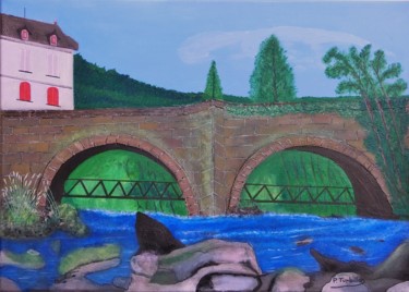 Painting titled "Le vieux pont" by Pierre Turbillon, Original Artwork, Oil