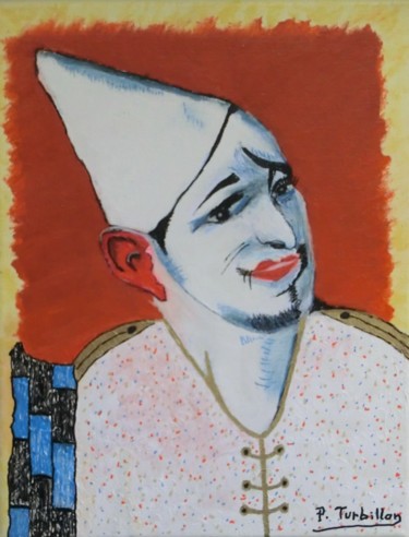 Peinture intitulée "Clown blanc" par Pierre Turbillon, Œuvre d'art originale, Acrylique