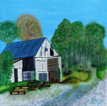 Painting titled "Ma cabane dans le b…" by Pierre Turbillon, Original Artwork, Acrylic