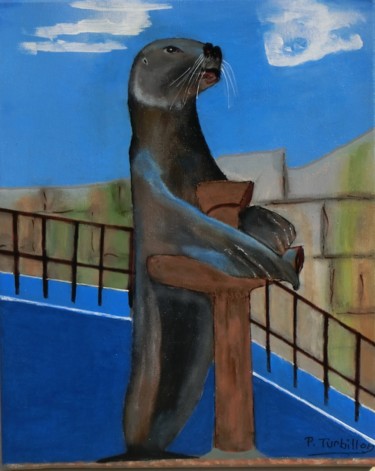Peinture intitulée "Spectacle au zoo" par Pierre Turbillon, Œuvre d'art originale, Acrylique