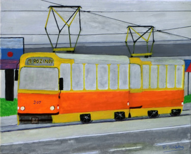 Peinture intitulée "Tram de Bratislava" par Pierre Turbillon, Œuvre d'art originale, Acrylique