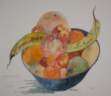 Peinture intitulée "Corbeille de fruits" par Pierre Varési Pierre, Œuvre d'art originale