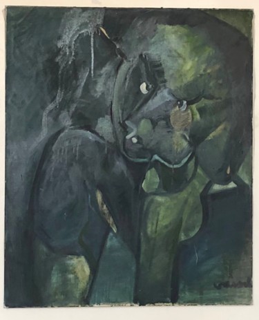 Peinture intitulée "Femme inquiète" par Pierre Vassal, Œuvre d'art originale, Huile Monté sur Châssis en bois