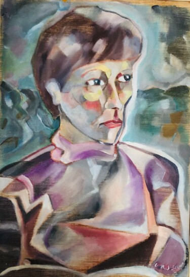 Painting titled "Portrait de Francoi…" by Pierre Vassal, Original Artwork, Oil Mounted on Wood Stretcher frame