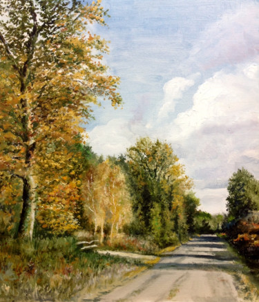 Painting titled "Route de Bazas" by Pierre Vastchenko, Original Artwork, Oil
