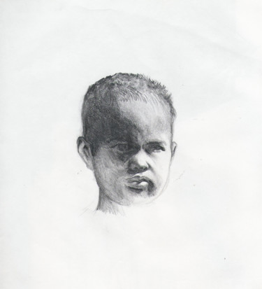 Drawing titled "Regard Africain" by Pierre Vastchenko, Original Artwork, Pencil