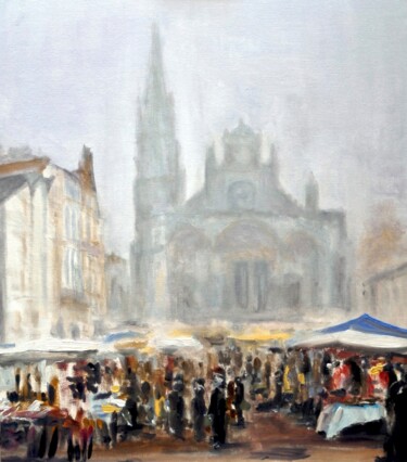 Pittura intitolato "Le marché - Bazas" da Pierre Vastchenko, Opera d'arte originale, Olio