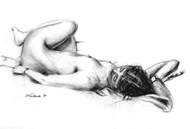 Drawing titled "Nu N°1" by Pierre Vastchenko, Original Artwork, Charcoal