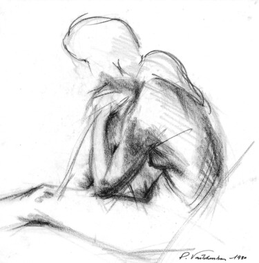 Drawing titled "Nu N°3" by Pierre Vastchenko, Original Artwork, Charcoal