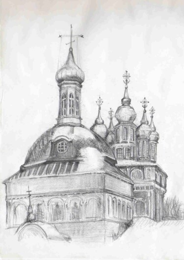 Zeichnungen mit dem Titel "Sergei Possad" von Pierre Vastchenko, Original-Kunstwerk, Graphit