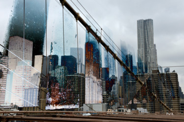 Zone 1 : Brooklyn Bridge Photography titled "Zone 1 : Brooklyn B…" by Pierre Wurtz, Original Art, Manipulated Photography Mounted on Aluminium