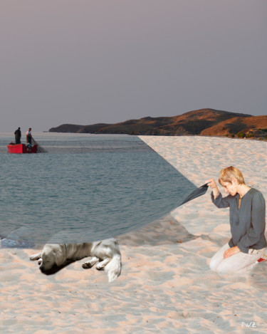 摄影 标题为“le chien et la mer” 由Pierre Wurtz, 原创艺术品, 数码摄影 安装在铝上