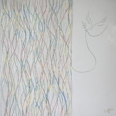Peinture intitulée "Cent trente lignes…" par Pierre-Yves Guitton, Œuvre d'art originale, Acrylique