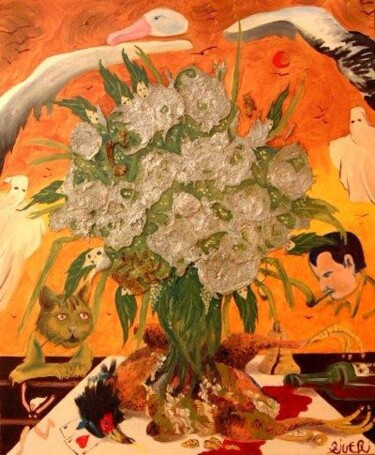Peinture intitulée "Les fleurs du mal" par Pierre Ziveri, Œuvre d'art originale, Huile