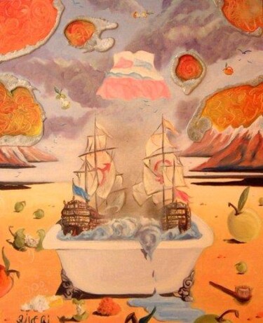 Peinture intitulée "Conflit Mars, Vénus" par Pierre Ziveri, Œuvre d'art originale, Huile