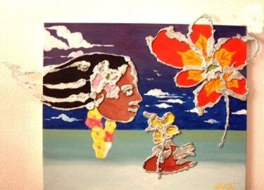 Peinture intitulée "La tahitienne aux f…" par Pierre Ziveri, Œuvre d'art originale