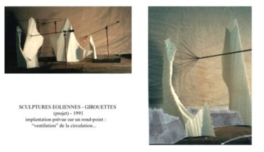 Sculpture intitulée "Gratteuse à vent" par Pierre Bourquin, Œuvre d'art originale, Papier