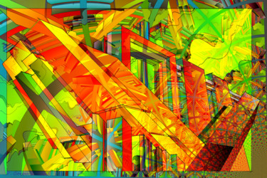 Digitale Kunst mit dem Titel "JUNGLE CITY" von Pierre Corbu, Original-Kunstwerk, Andere