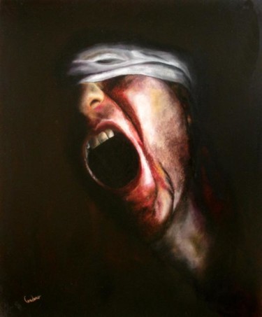 Peinture intitulée "ça fait mal" par Pierre Coudour, Œuvre d'art originale, Huile