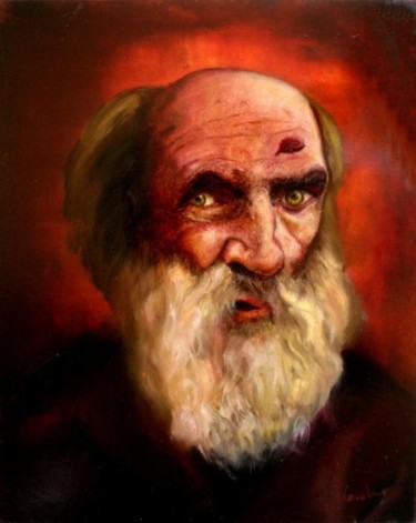 Peinture intitulée "red moudjik" par Pierre Coudour, Œuvre d'art originale, Huile