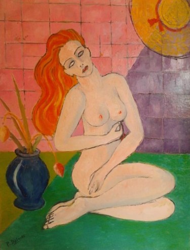 Painting titled "Nu au Chapeau" by Pierre Dalmas, Original Artwork