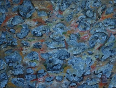 Peinture intitulée "Au pied de la falai…" par Pierre Deligniere, Œuvre d'art originale