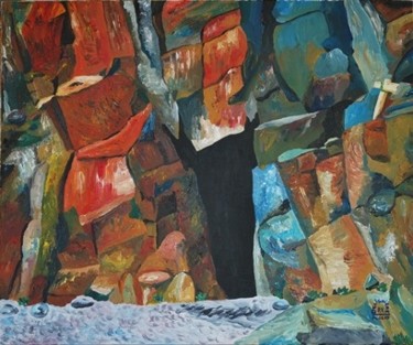 Peinture intitulée "St Ninian Cave I" par Pierre Deligniere, Œuvre d'art originale