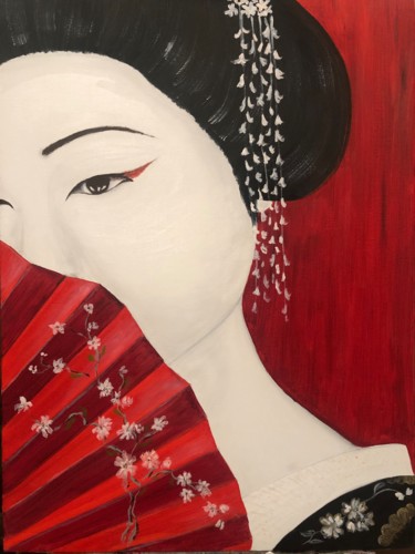 "Japonaise geisha à…" başlıklı Tablo Pierre Fénié tarafından, Orijinal sanat, Petrol