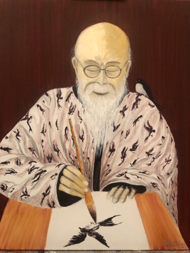 「Peintre Chinois」というタイトルの絵画 Pierre Féniéによって, オリジナルのアートワーク, オイル