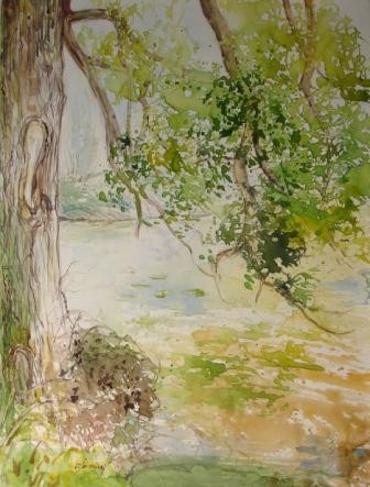 Peinture intitulée "Au pied du chêne so…" par Pierre Feyeux, Œuvre d'art originale