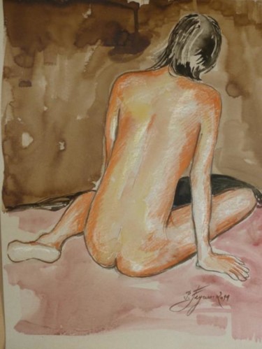 Modèle de dos Peinture intitulée "Modèle de dos" par Pierre Feyeux, Œuvre d'art originale, Huile