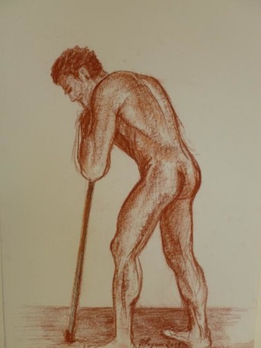 Peinture intitulée "Homme appuyé sur un…" par Pierre Feyeux, Œuvre d'art originale, Huile