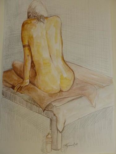 Peinture intitulée "Femme de dos" par Pierre Feyeux, Œuvre d'art originale, Huile