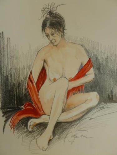 Le châle Peinture intitulée "Le châle" par Pierre Feyeux, Œuvre d'art originale, Huile