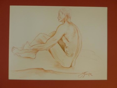 Peinture intitulée "Modèle assis" par Pierre Feyeux, Œuvre d'art originale, Huile